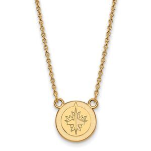 SS 14k Yellow Gold Plated NHL Winnipeg Jets SM Necklace, 18 Inch